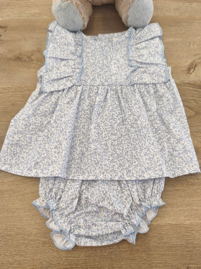 Vestido volantes celeste