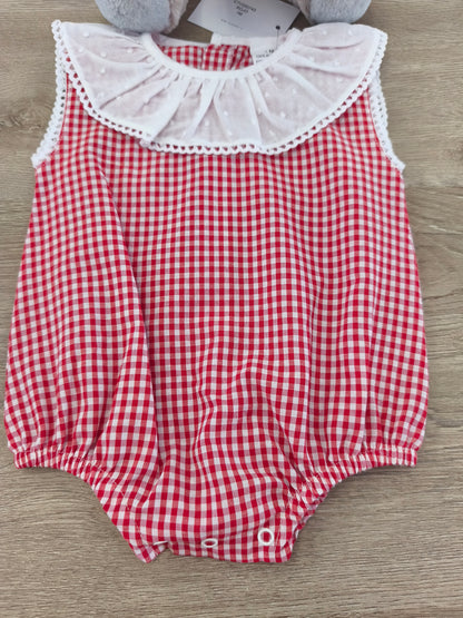 Pelele vichy rojo