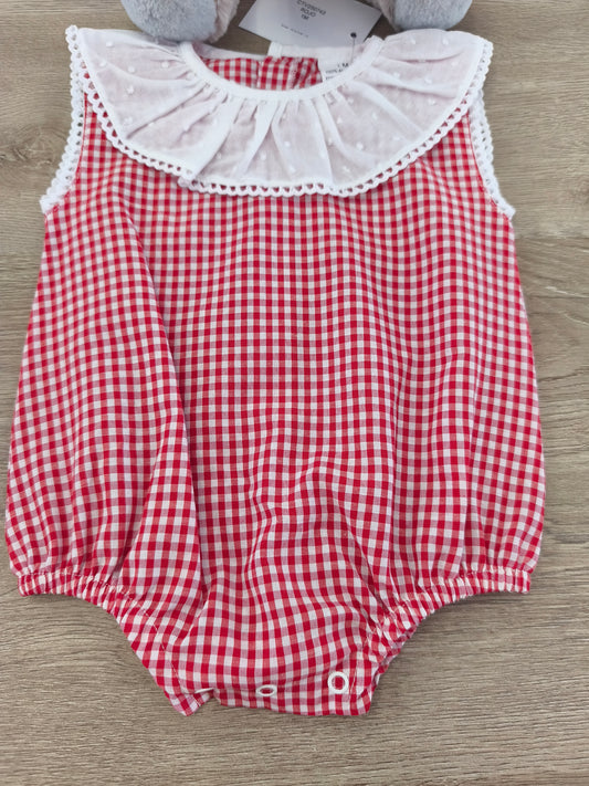 Pelele vichy rojo