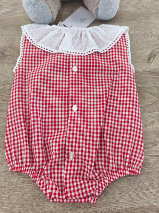 Pelele vichy rojo